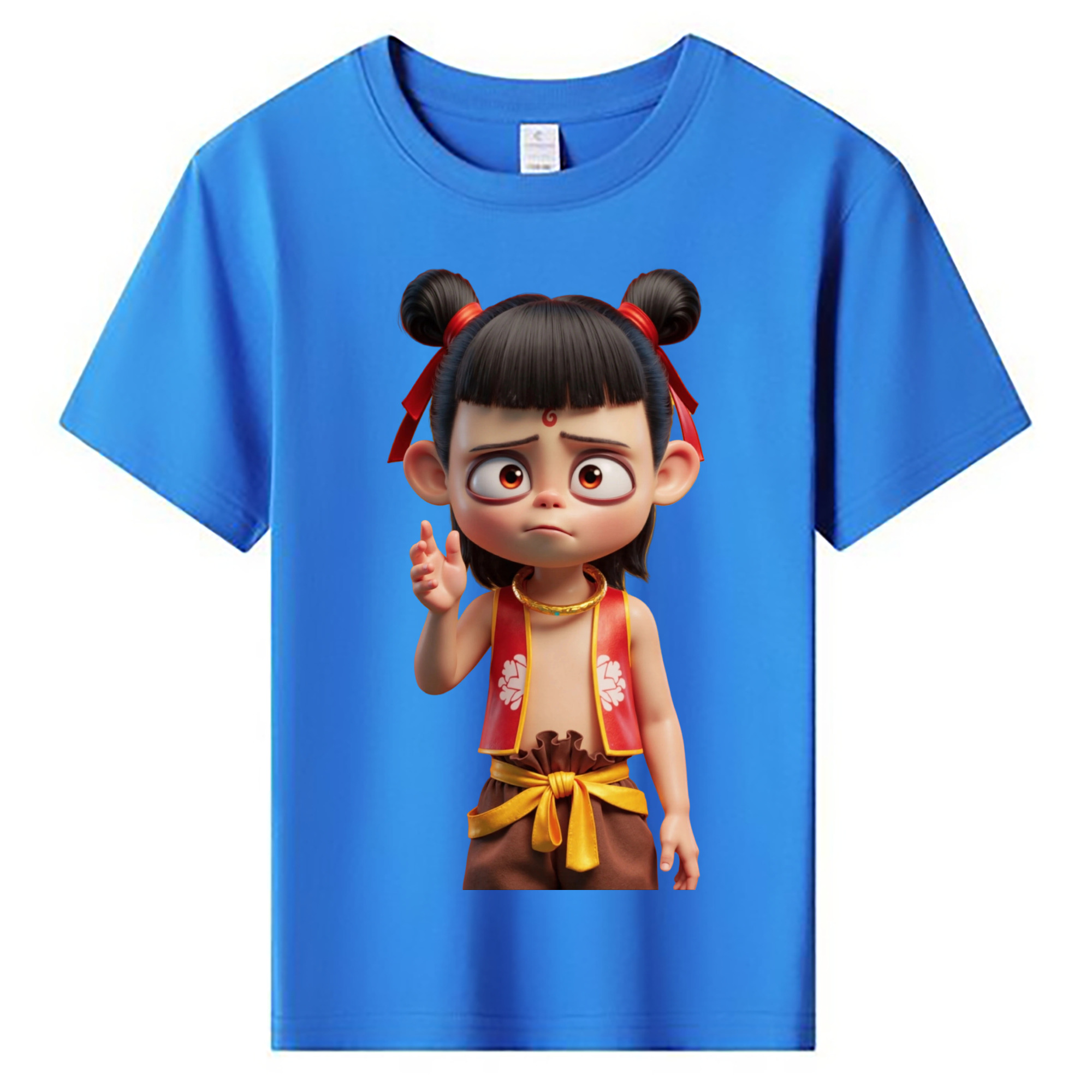 （画像用） Ne Zha 2 ナタ 魔童の大暴れ 綿100％キッズTシャツ（フロントプリント）